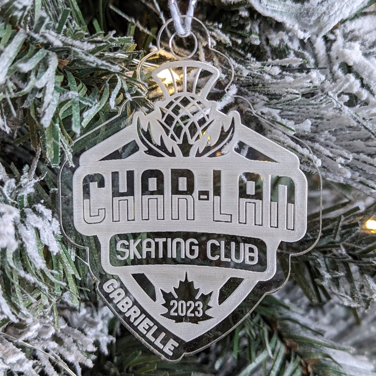 Personalized acrylic crest ornament with name