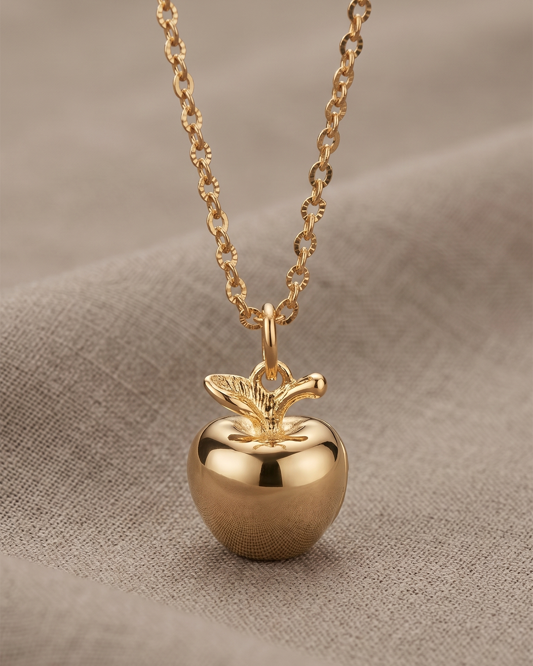 Gold Apple Charm Necklace – Teacher Gift