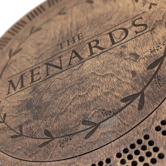Custom Engraved Round Cribbage Board by Cabin Design Co. – photo 2