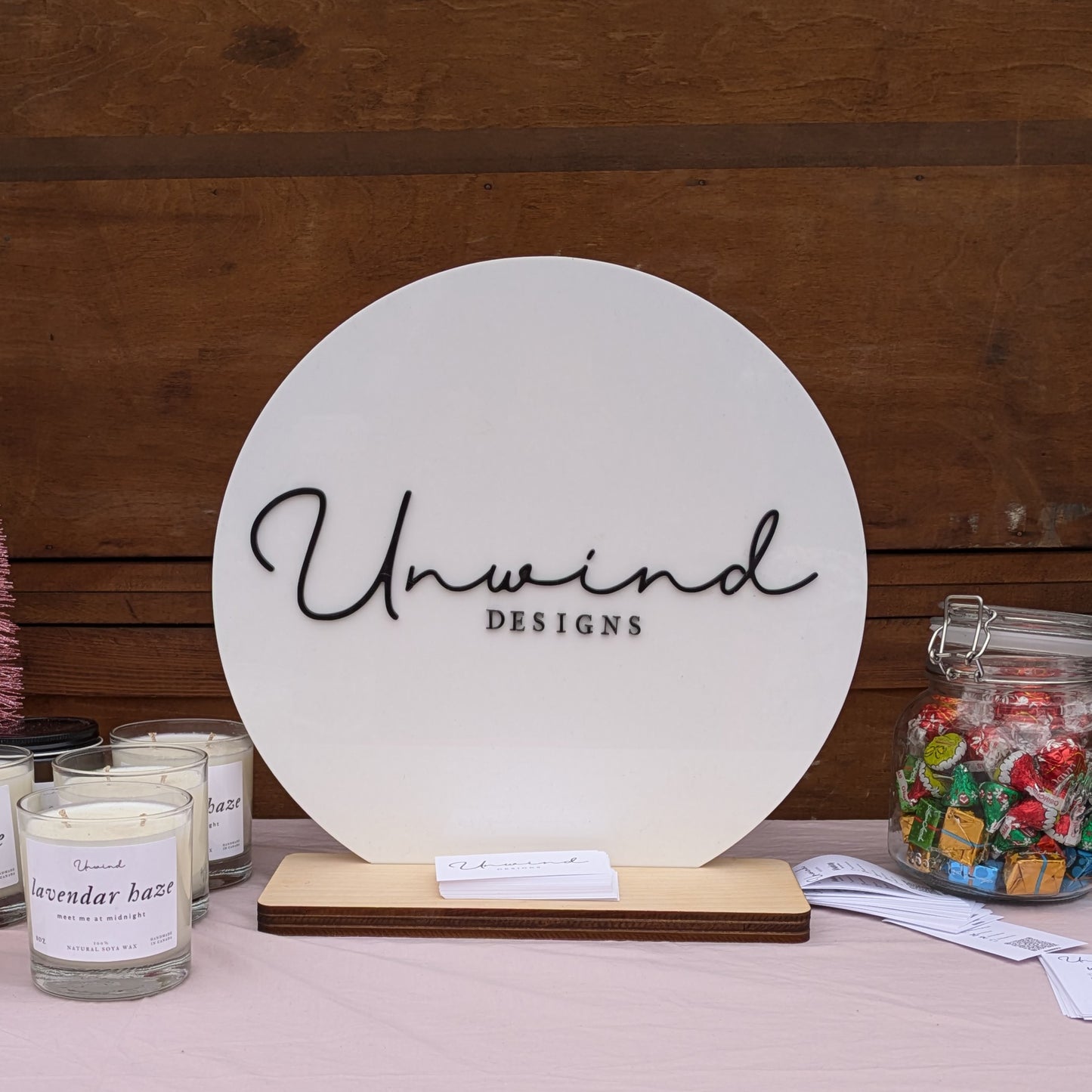 Custom Business Logo Sign – Acrylic or Wood Backer – Personalized Branding Sign for Booths, Shops & Markets