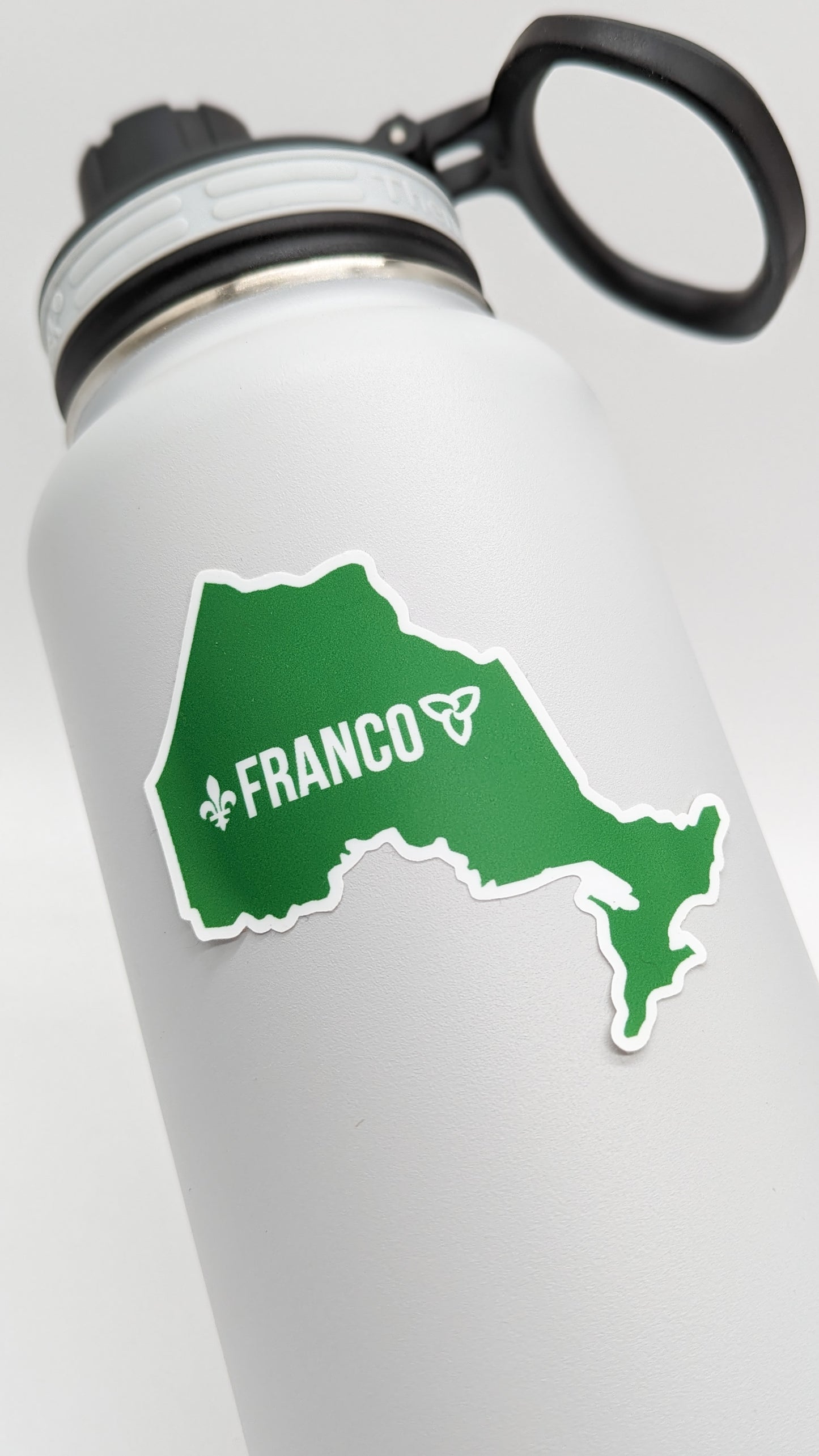 Sticker Franco-Ontarien - Ontario Silhouette with Trillium and Fleur-de-Lys