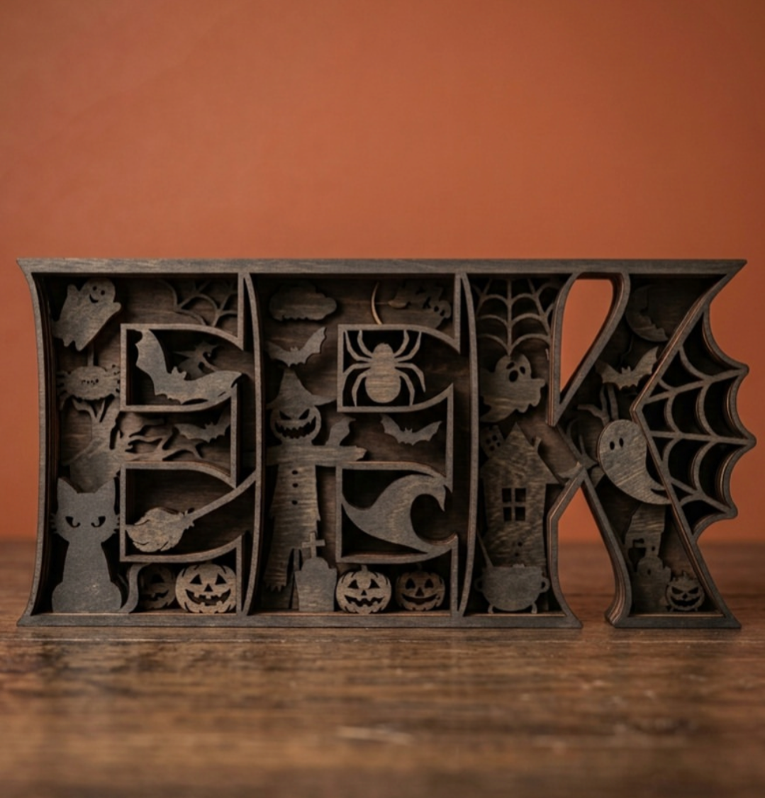 Panneau d'Halloween « Eek » à superpositions – Décoration d'Halloween effrayante