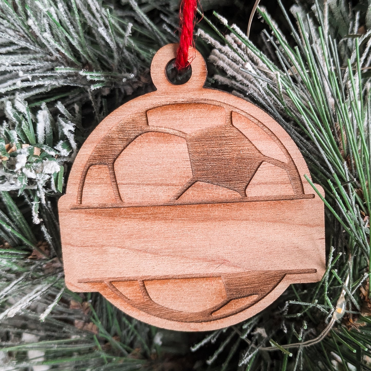 Custom Soccer Ornament – Personalized Wooden Soccer Ball with Name & Number – Engraved Sports Ornament, Player or Coach Gift