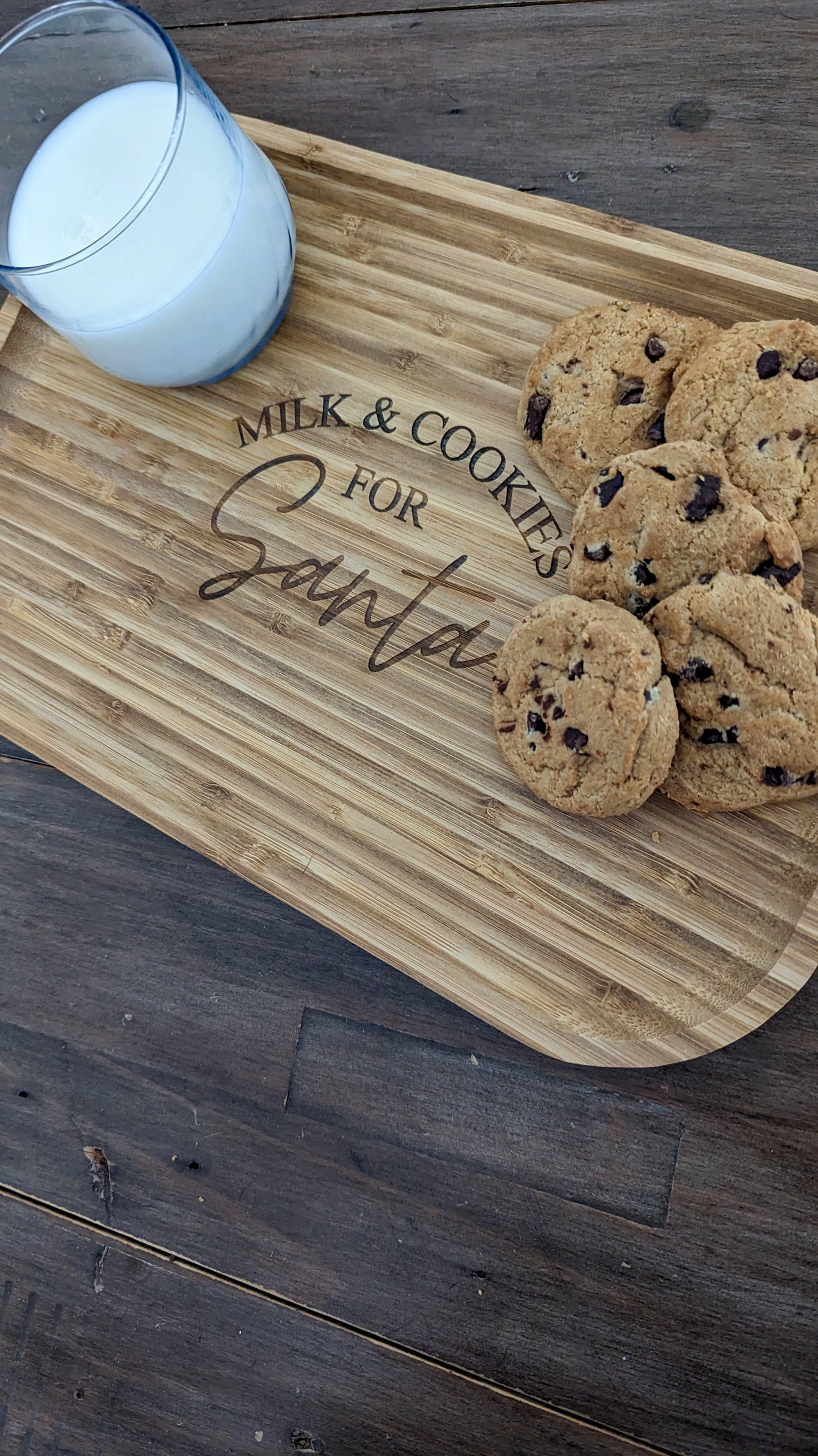 Modern Bamboo Santa Milk and Cookies Tray