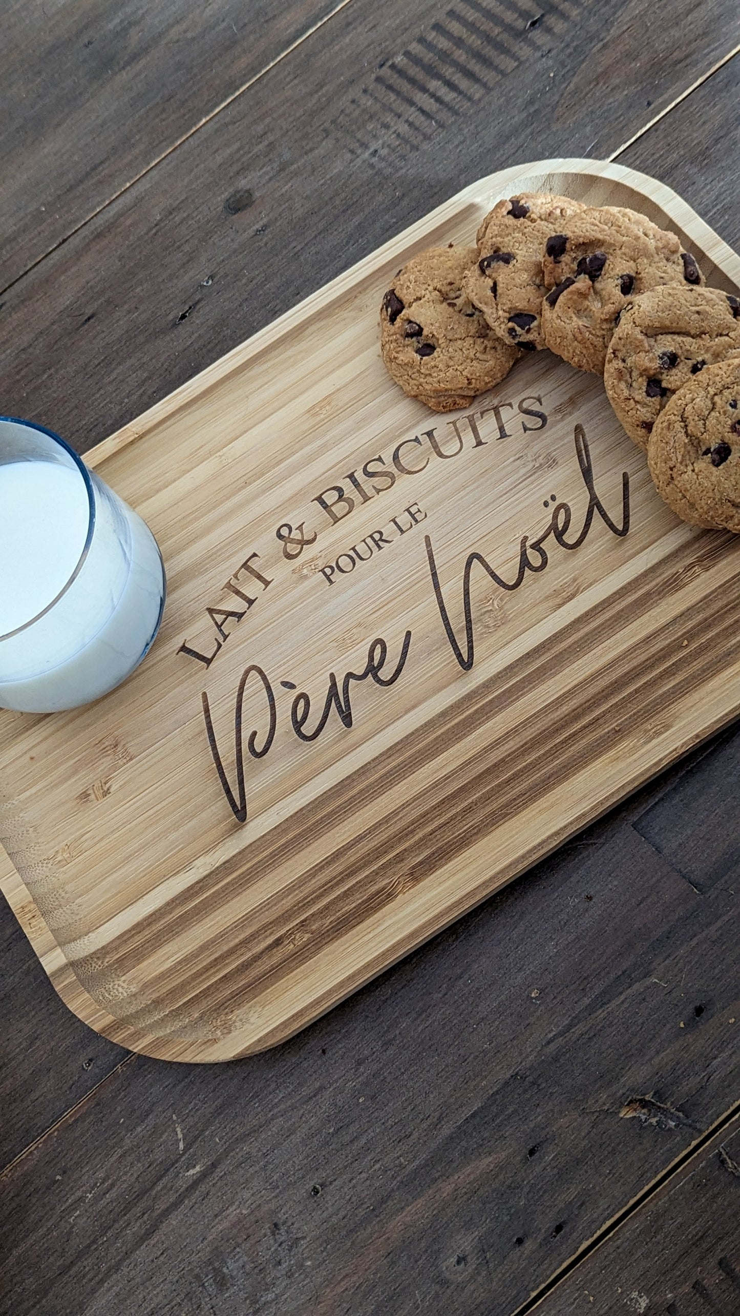 Modern Bamboo Santa Milk and Cookies Tray