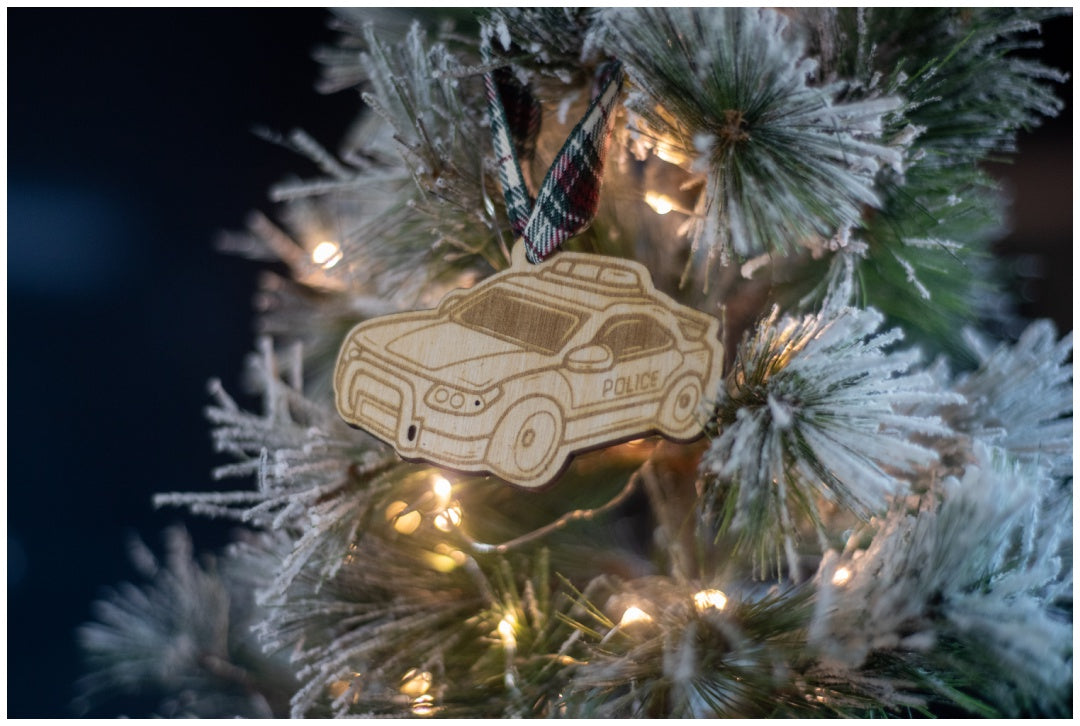Ornament - Wood Police Cruiser