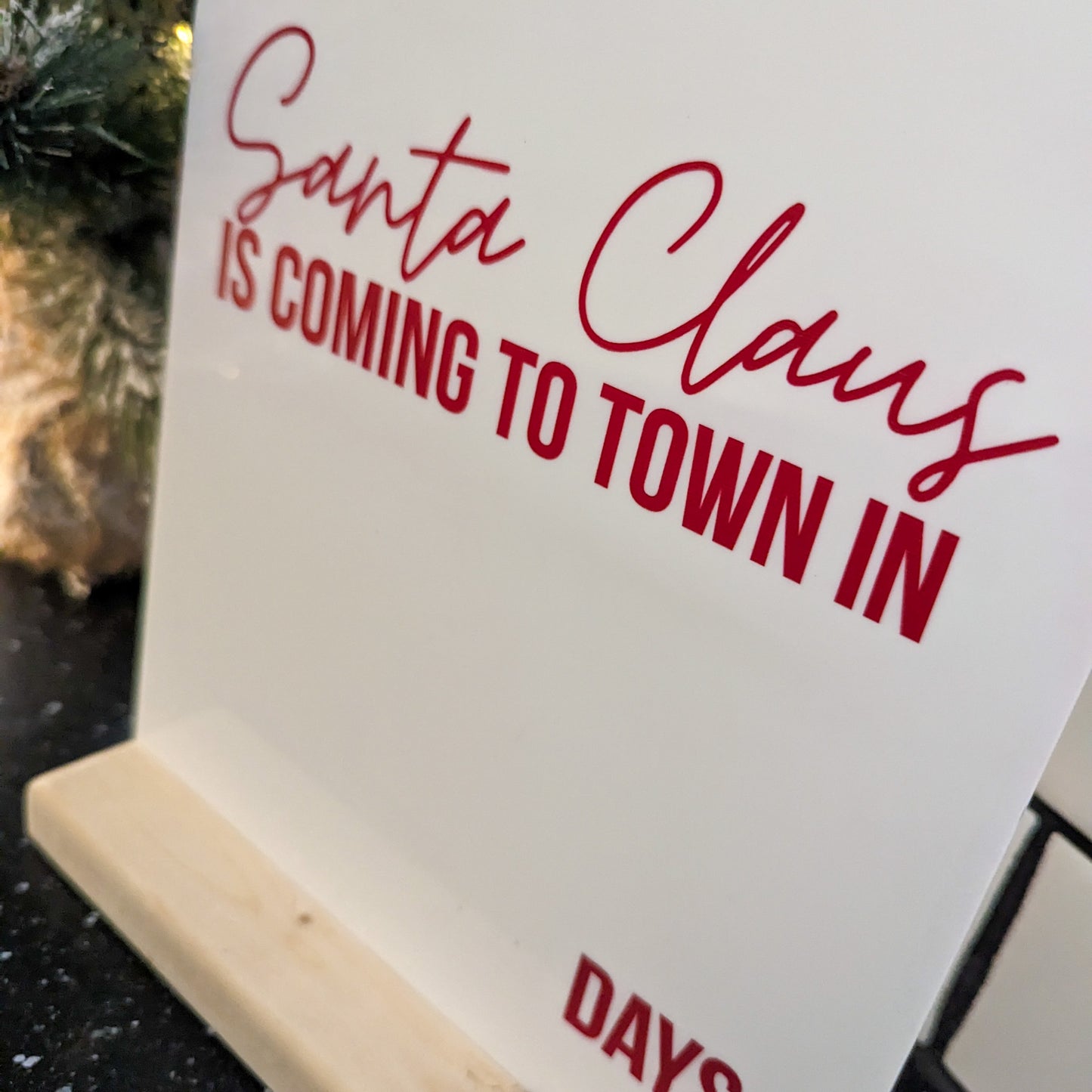 Santa Claus Countdown Sign – Christmas Countdown Decoration – Modern Holiday Decor
