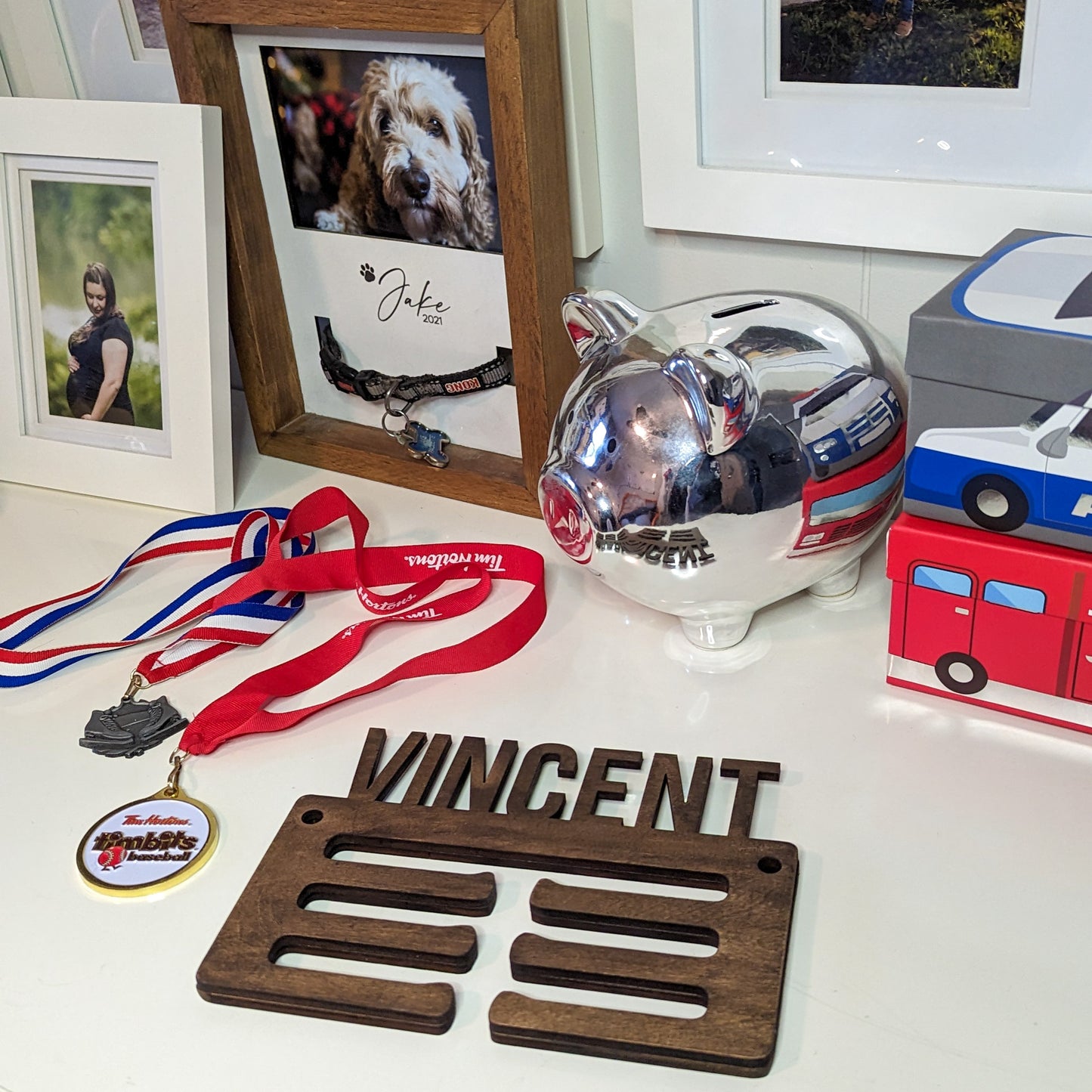 Personalized Wooden Medal Holder – Small (Holds Approx. 18 Medals)