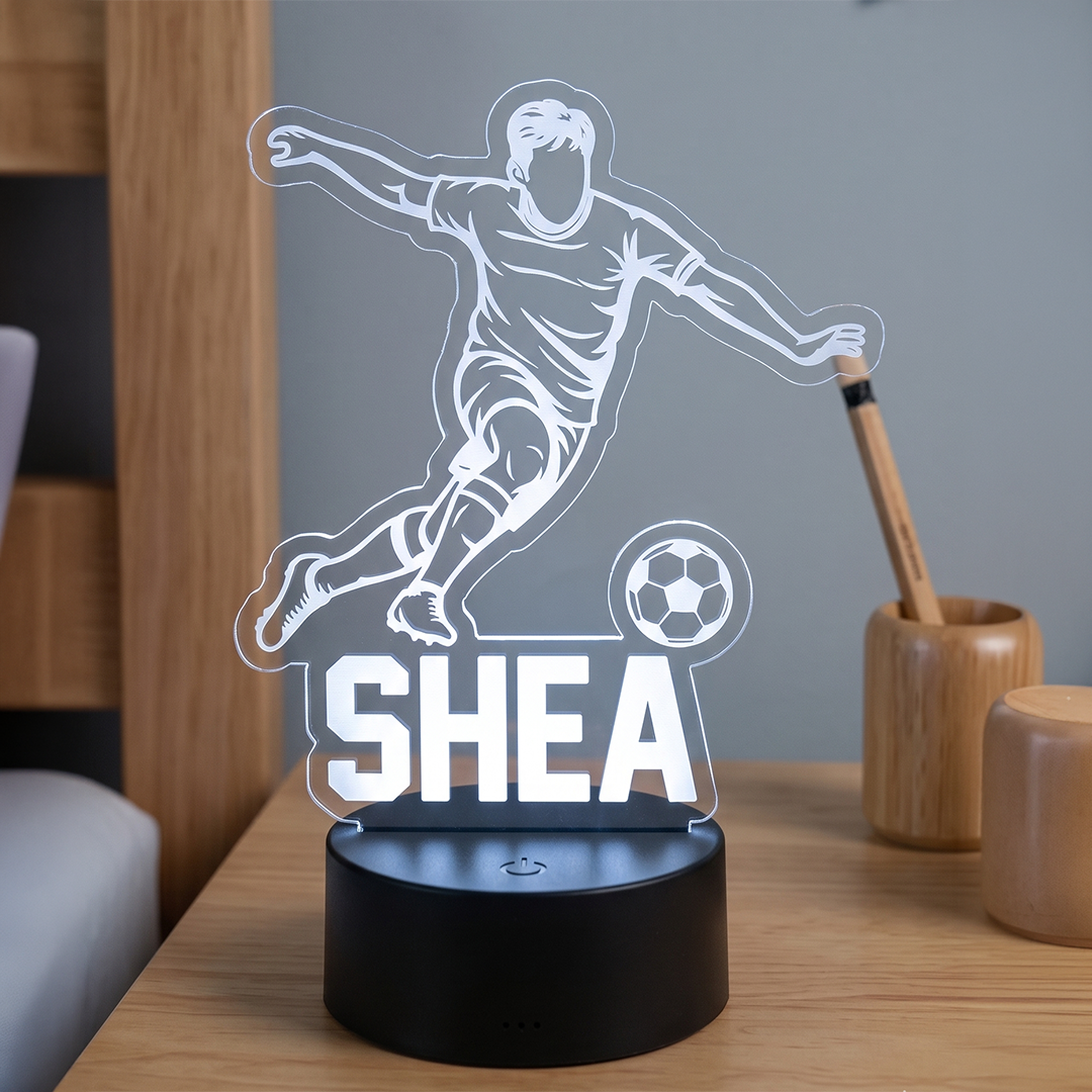 Personalized LED Soccer Night Light – Custom Name Lamp for Kids, Sports Fans & Soccer Players