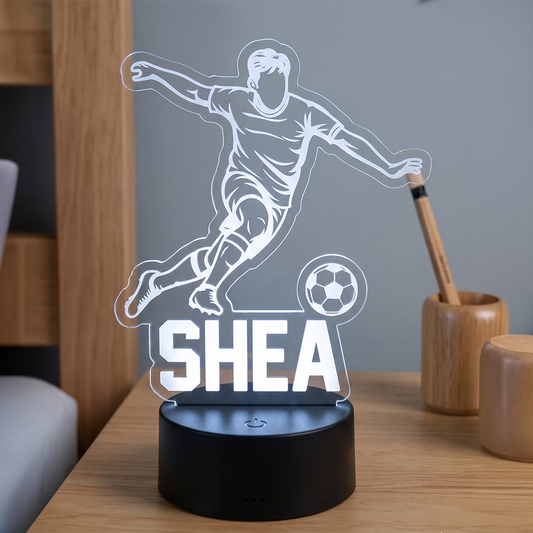 Personalized LED Soccer Night Light – Custom Name Lamp for Kids, Sports Fans & Soccer Players