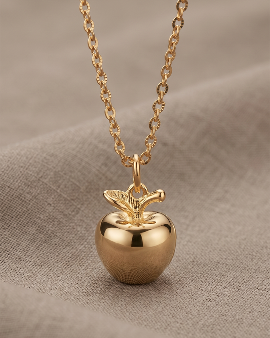 Gold Apple Charm Necklace – Teacher Gift