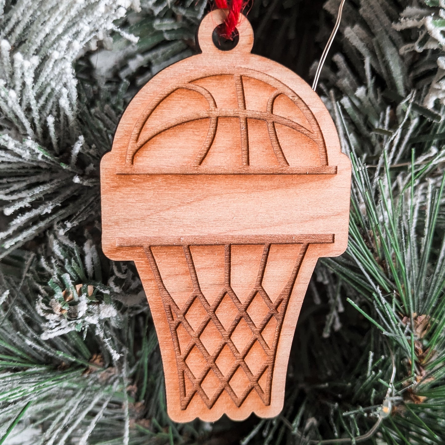 Custom Basketball Ornament – Personalized Wooden Basketball Net with Name & Number – Engraved Sports Ornament, Player or Coach Gift