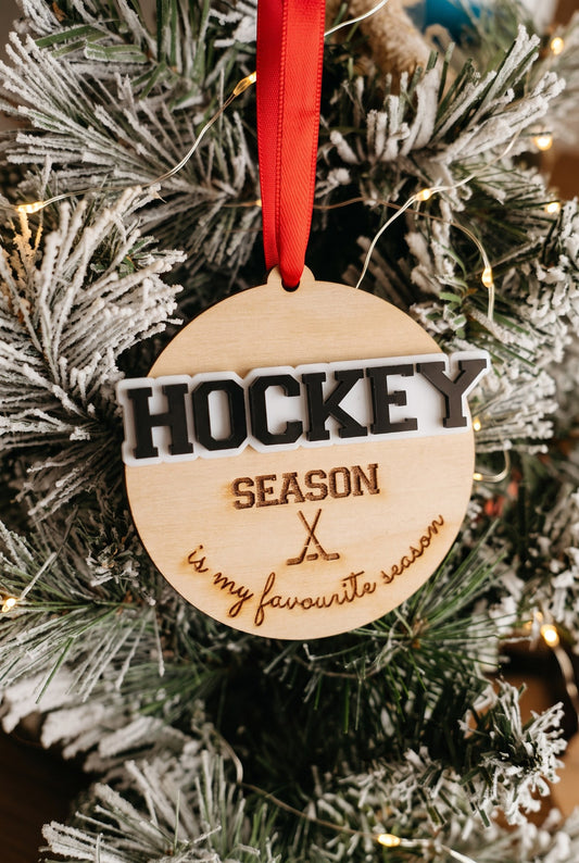 Layered round ornament Hockey Season is my favourite season