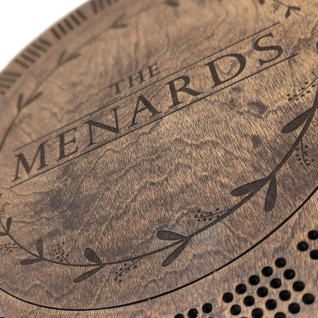 Custom Engraved Round Cribbage Board by Cabin Design Co. – photo 2