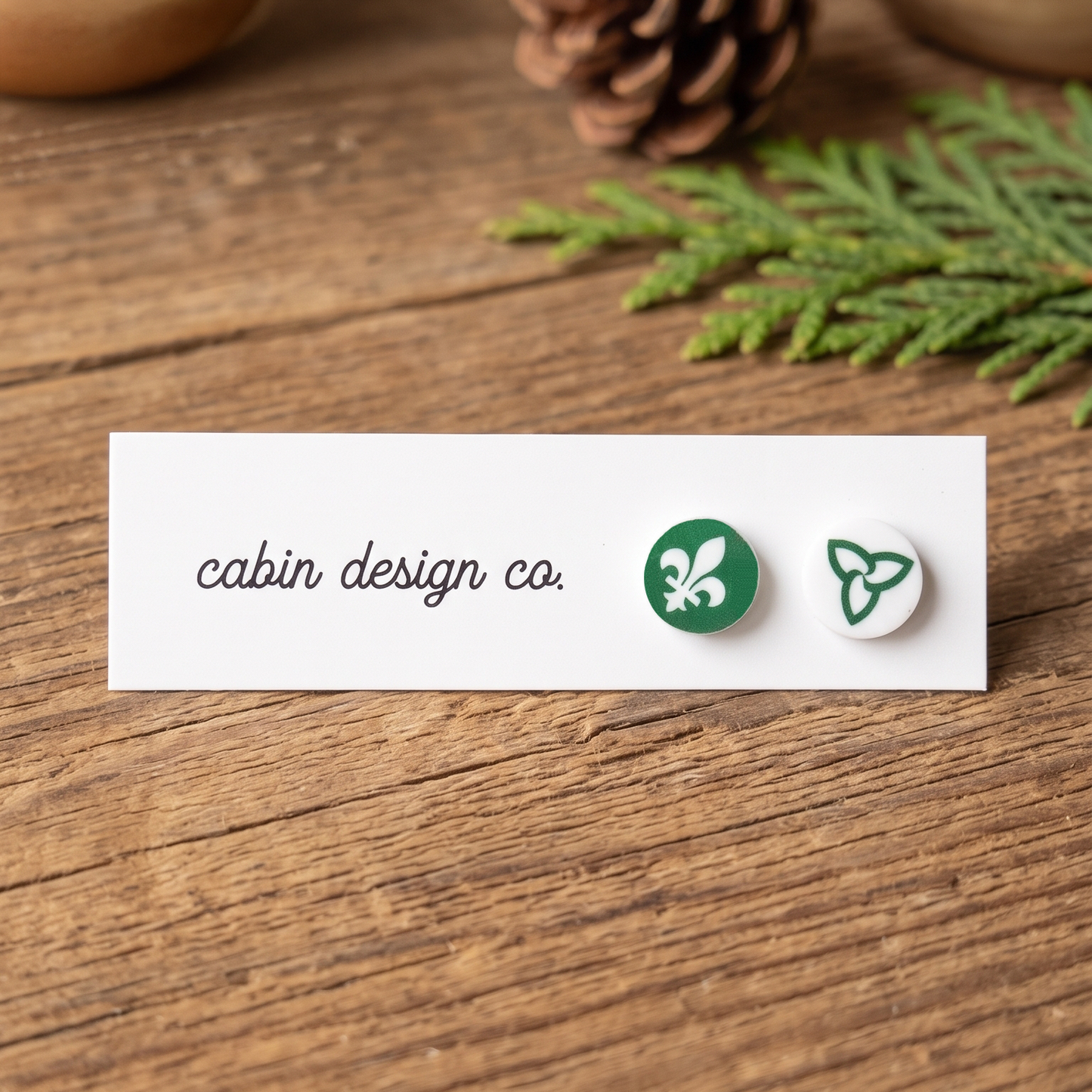 Franco-Ontarien Green & White Earrings - Franco-Ontarian Flag Colours