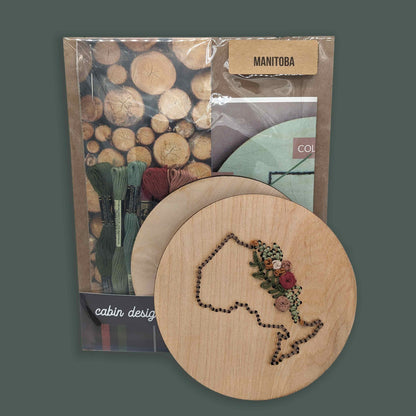DIY Province Wood Embroidery Kit - Complete Set with Laser Cut Wood Round, Floss, and Instructions