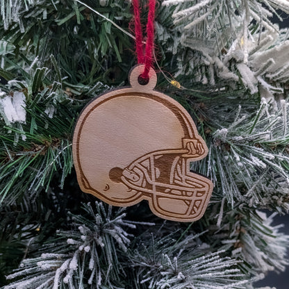 Custom Football Ornament – Personalized Wooden Football Helmet with Name &amp; Number – Engraved Sports Ornament, Player or Coach Gift