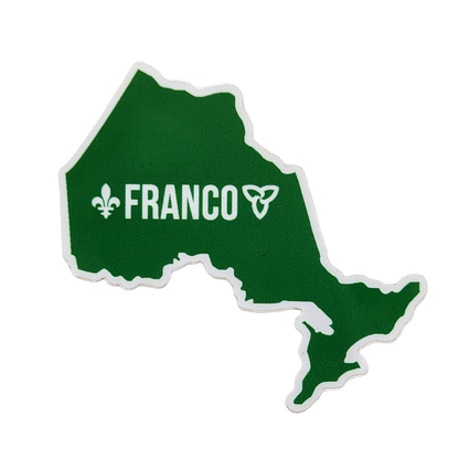 Green map of Ontario with 'FRANCO' text on a white background