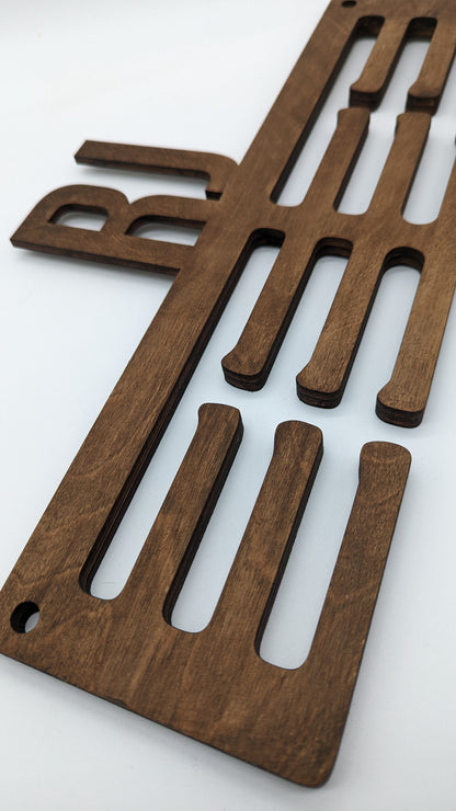Personalized Wooden Medal Holder – Large (Holds Approx. 48 Medals)