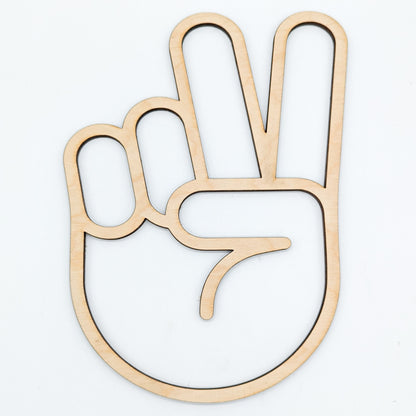 Wooden Peace Sign Hand Cutout – Boho Wall Decor, Minimalist Peace Symbol, Laser Cut Rustic Wood Art for Shelves or Wall