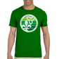 Smiling Black man wearing khakis and a retro inspired Franco-Ontarian shirt with the iconic trillium and fleur de lys, standing against a white background.