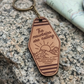 Vintage Motel Key Leather Keychain | The mountains are calling