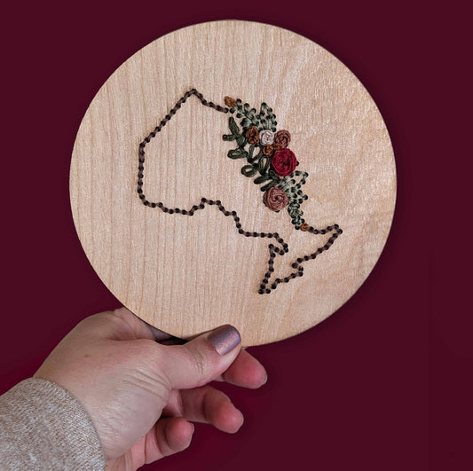 DIY Province Wood Embroidery Kit - Complete Set with Laser Cut Wood Round, Floss, and Instructions