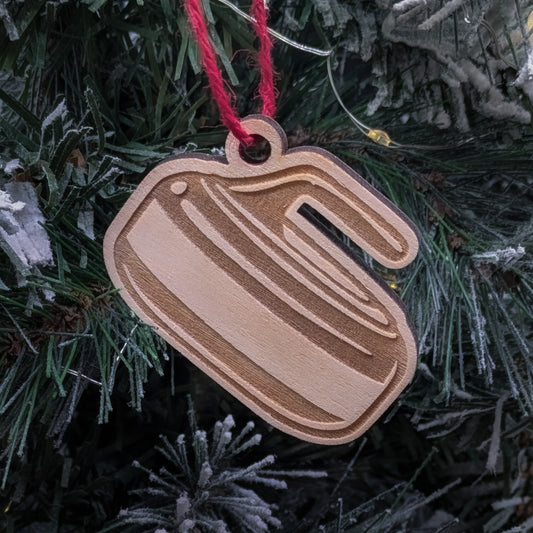 Personalized Curling Stone Christmas Ornament – made by Cabin Design Co. in Cornwall, Ontario