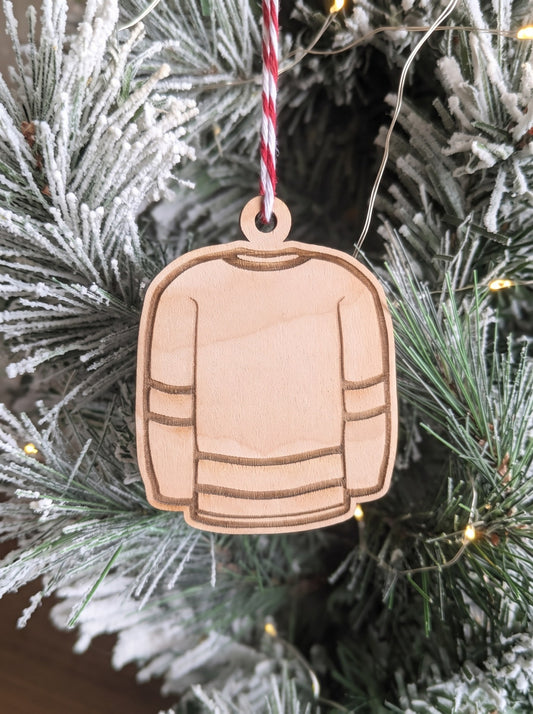 Wooden hockey jersey ornament