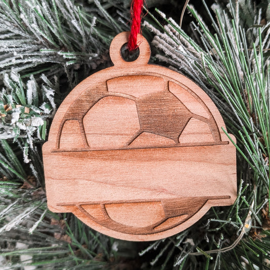 Custom Soccer Ornament – Personalized Wooden Soccer Ball with Name & Number – Engraved Sports Ornament, Player or Coach Gift
