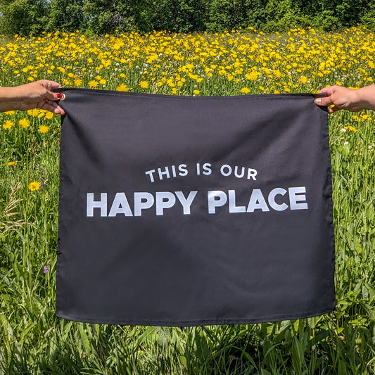This Is Our Happy Place Canvas Banner – made by Cabin Design Co. in Cornwall, Ontario