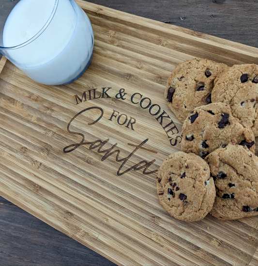 Modern Bamboo Santa Milk and Cookies Tray