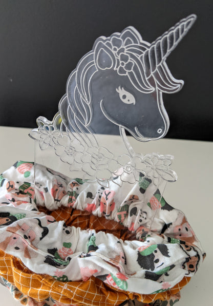 Unicorn Acrylic Scrunchie Holder - Whimsical Organizer for Hair Accessories