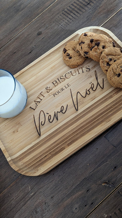Modern Bamboo Santa Milk and Cookies Tray