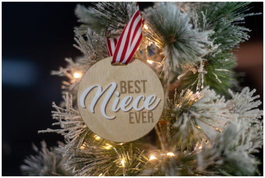 Best Niece Ever Christmas Ornament – made by Cabin Design Co. in Cornwall, Ontario