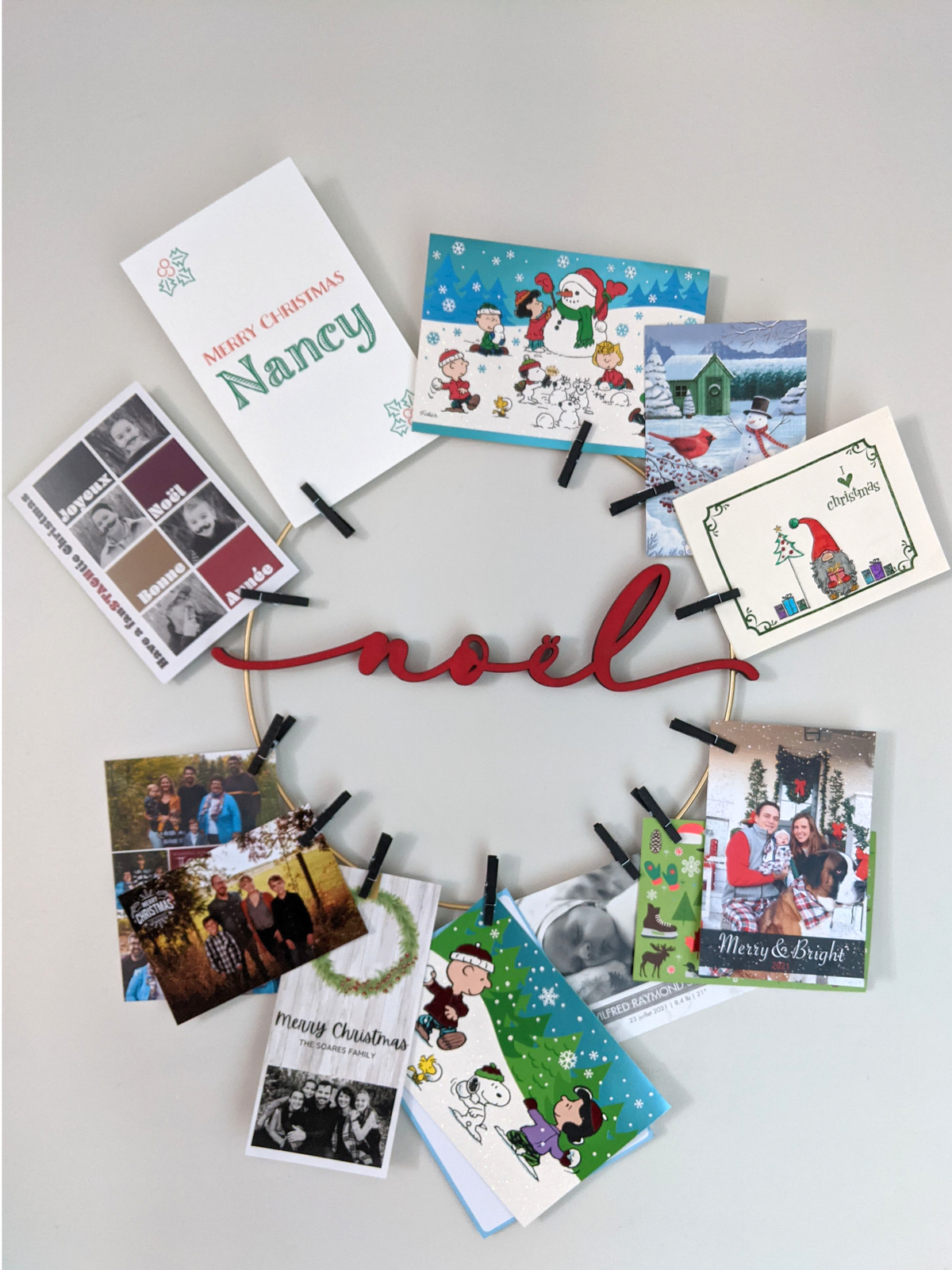 Christmas Card Display Hoop Wreath – made by Cabin Design Co. in Cornwall, Ontario
