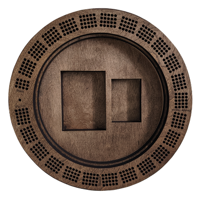 Custom Engraved Round Cribbage Board with Storage