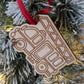 wood engraved firetruck ornament