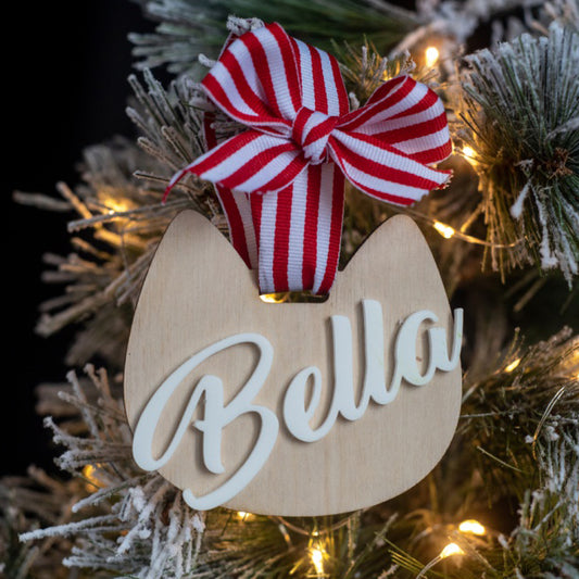 Personalized Cat Christmas Ornament – made by Cabin Design Co. in Cornwall, Ontario