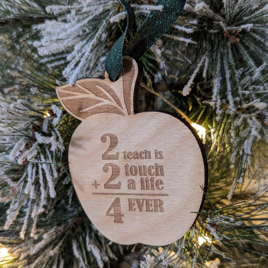Teacher Apple Christmas Ornament – made by Cabin Design Co. in Cornwall, Ontario