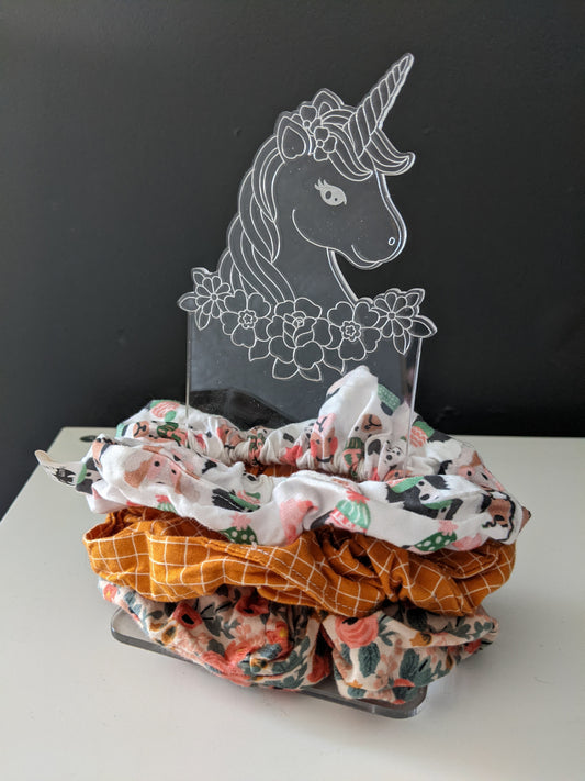 Unicorn Acrylic Scrunchie Holder – made by Cabin Design Co. in Cornwall, Ontario