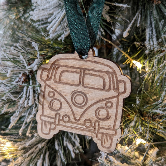 VW Bus Christmas Ornament – made by Cabin Design Co. in Cornwall, Ontario